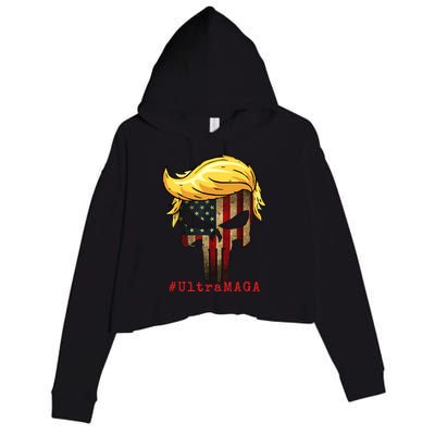 Ultra MAGA #UltraMAGA Punisher Trump Crop Fleece Hoodie