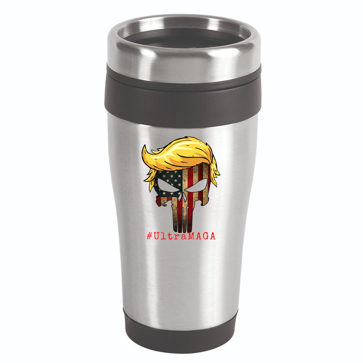 Ultra MAGA #UltraMAGA Punisher Trump 16oz Travel Tumbler