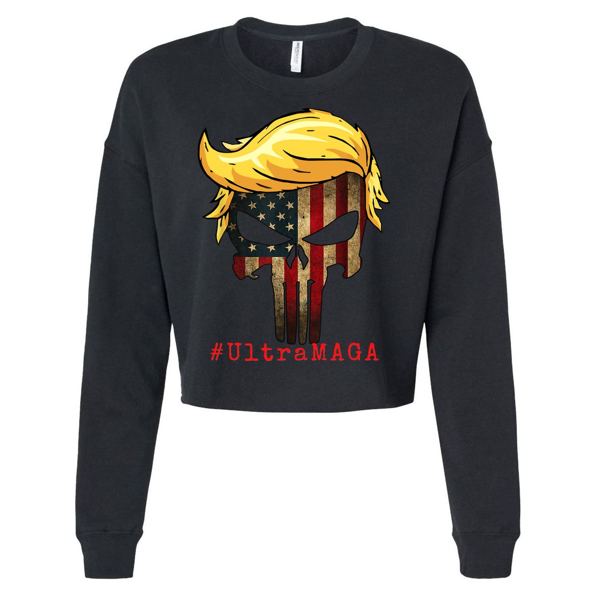 Ultra MAGA #UltraMAGA Punisher Trump Cropped Pullover Crew