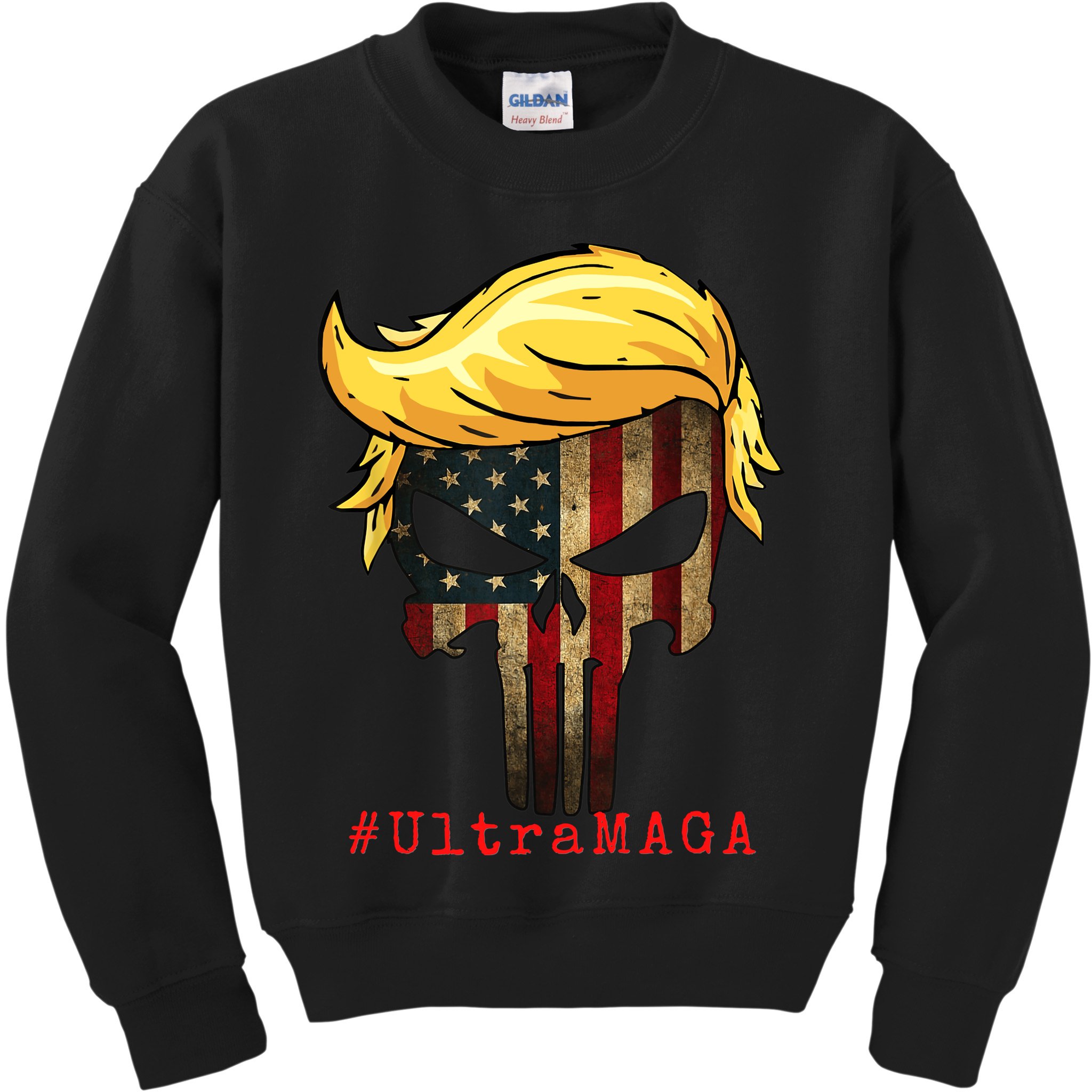 Ultra MAGA #UltraMAGA Punisher Trump Kids Sweatshirt