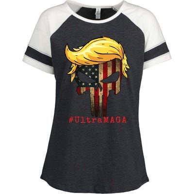 Ultra MAGA #UltraMAGA Punisher Trump Enza Ladies Jersey Colorblock Tee