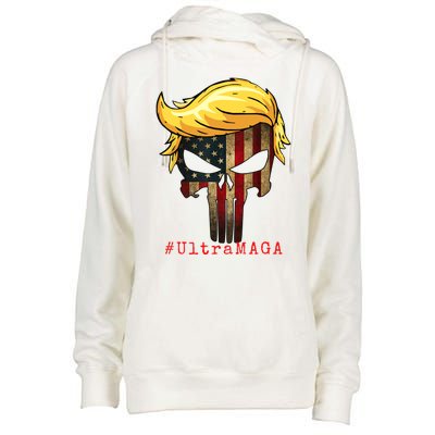 Ultra MAGA #UltraMAGA Punisher Trump Womens Funnel Neck Pullover Hood