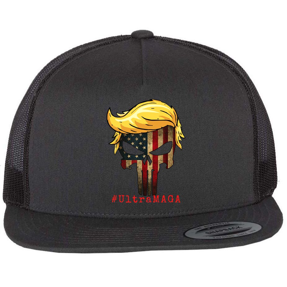 Ultra MAGA #UltraMAGA Punisher Trump Flat Bill Trucker Hat