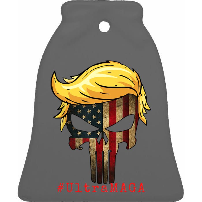 Ultra MAGA #UltraMAGA Punisher Trump Ceramic Bell Ornament