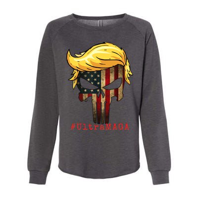 Ultra MAGA #UltraMAGA Punisher Trump Womens California Wash Sweatshirt