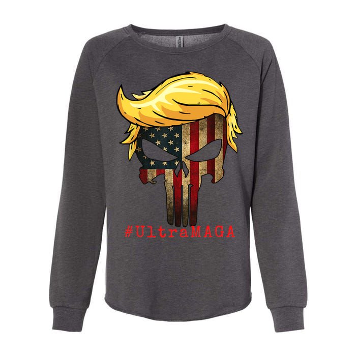 Ultra MAGA #UltraMAGA Punisher Trump Womens California Wash Sweatshirt