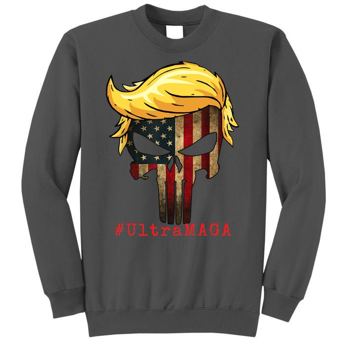 Ultra MAGA #UltraMAGA Punisher Trump Tall Sweatshirt