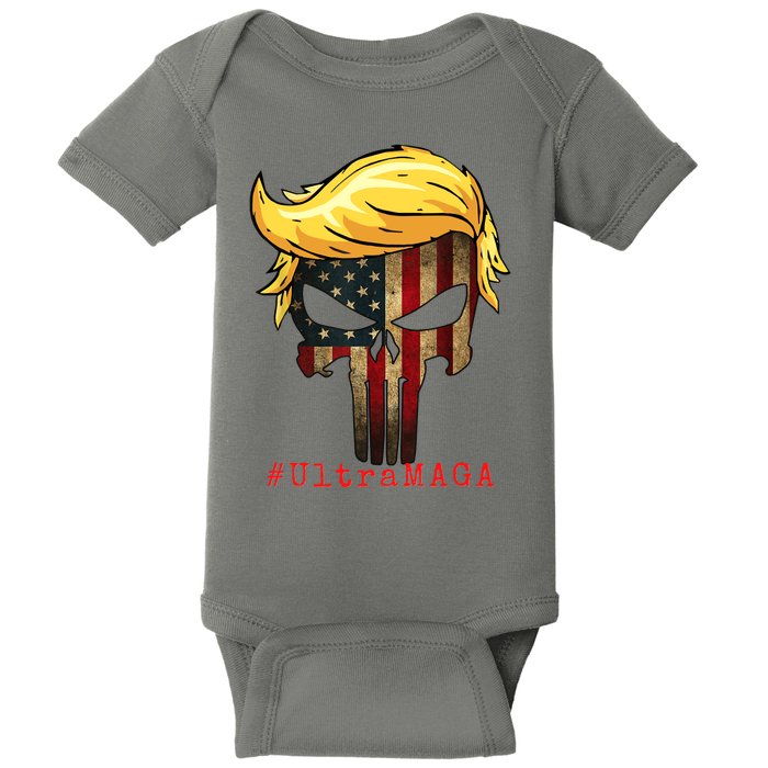 Ultra MAGA #UltraMAGA Punisher Trump Baby Bodysuit