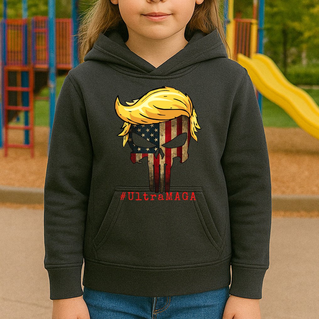 Ultra MAGA #UltraMAGA Punisher Trump Kids Hoodie