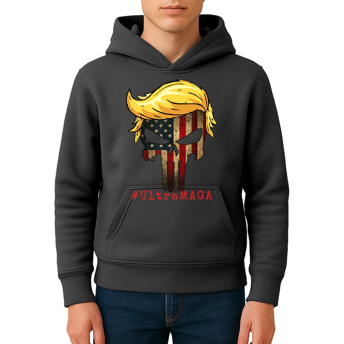 Ultra MAGA #UltraMAGA Punisher Trump Kids Hoodie