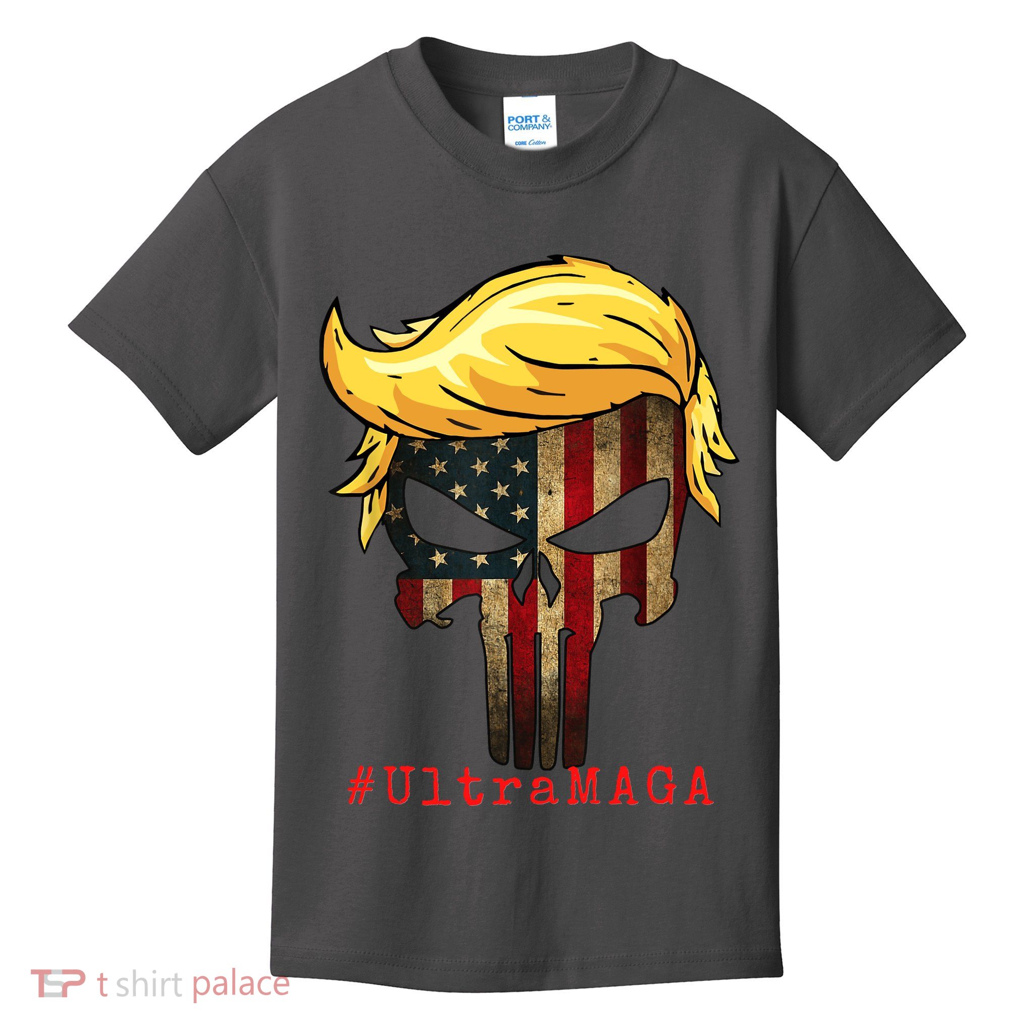 Ultra MAGA #UltraMAGA Punisher Trump Kids T-Shirt