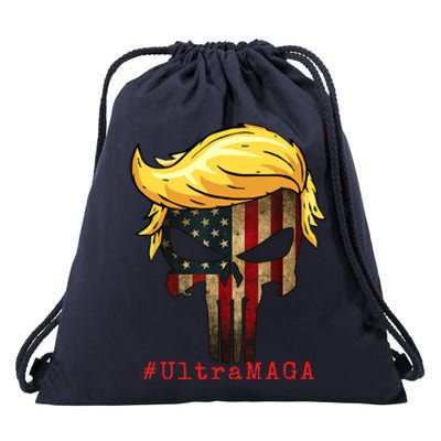 Ultra MAGA #UltraMAGA Punisher Trump Drawstring Bag