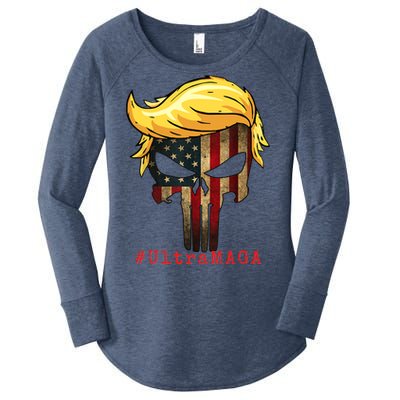 Ultra MAGA #UltraMAGA Punisher Trump Women's Perfect Tri Tunic Long Sleeve Shirt