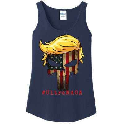 Ultra MAGA #UltraMAGA Punisher Trump Ladies Essential Tank