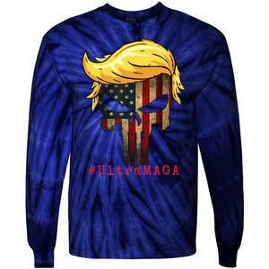 Ultra MAGA #UltraMAGA Punisher Trump Tie-Dye Long Sleeve Shirt