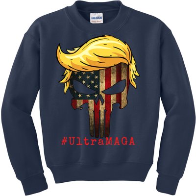 Ultra MAGA #UltraMAGA Punisher Trump Kids Sweatshirt