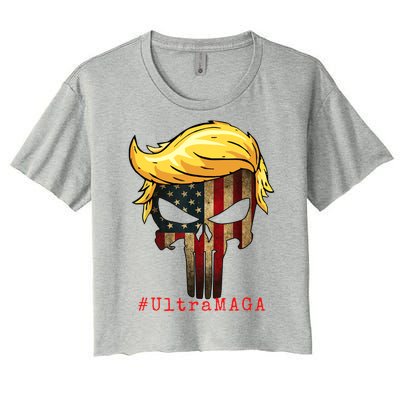 Ultra MAGA #UltraMAGA Punisher Trump Women's Crop Top Tee