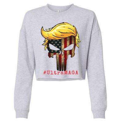 Ultra MAGA #UltraMAGA Punisher Trump Cropped Pullover Crew