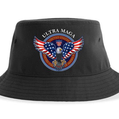 Ultra MAGA USA Eagle Crest Trump 2024 United States America Sustainable Bucket Hat