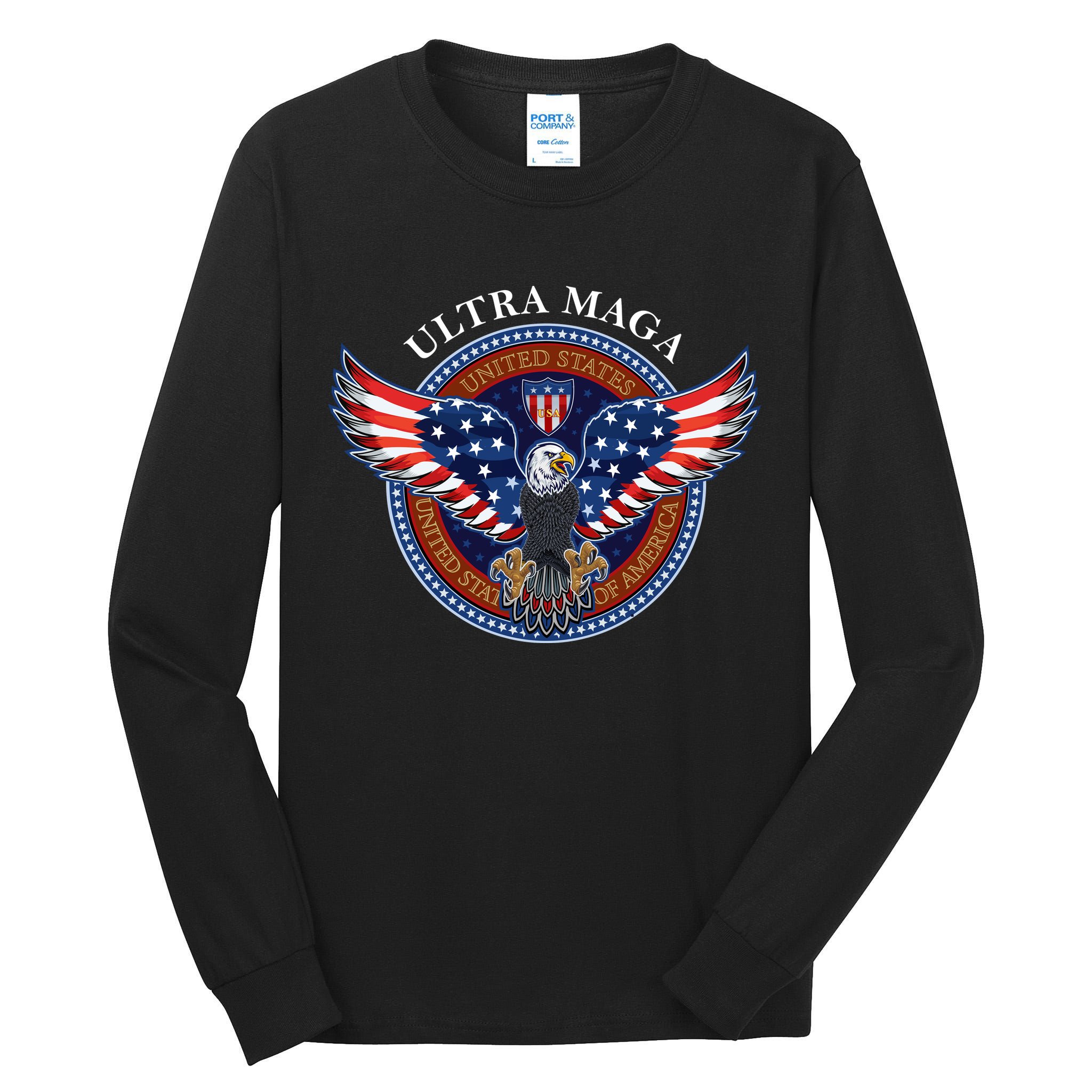 Ultra MAGA USA Eagle Crest Trump 2024 United States America Tall Long Sleeve T-Shirt