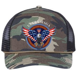 Ultra MAGA USA Eagle Crest Trump 2024 United States America Retro Rope Trucker Hat Cap