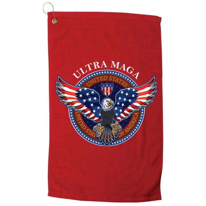 Ultra MAGA USA Eagle Crest Trump 2024 United States America Platinum Collection Golf Towel