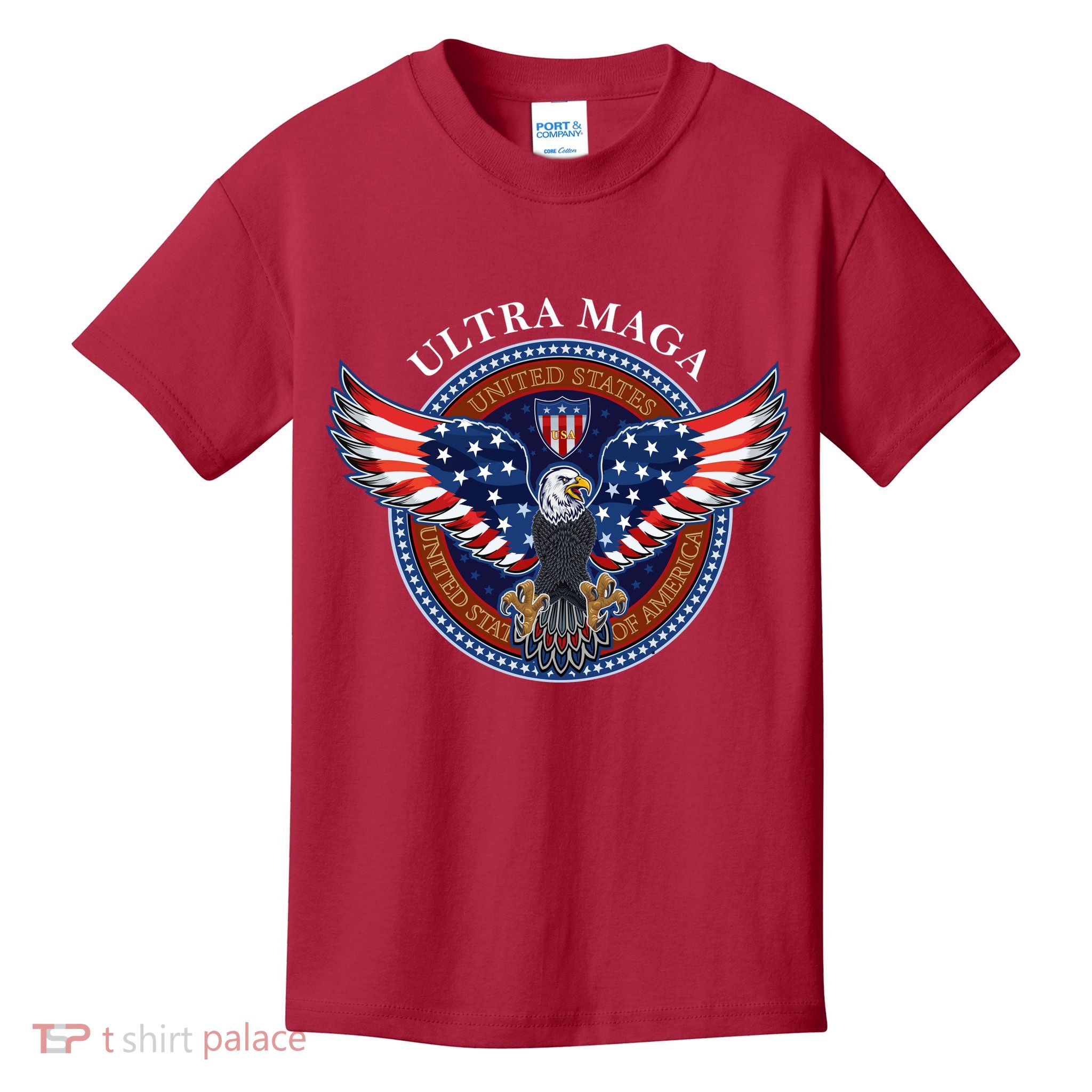 Ultra MAGA USA Eagle Crest Trump 2024 United States America Kids T-Shirt