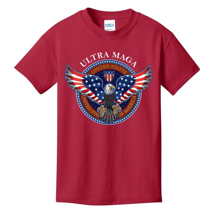 Ultra MAGA USA Eagle Crest Trump 2024 United States America Kids T-Shirt