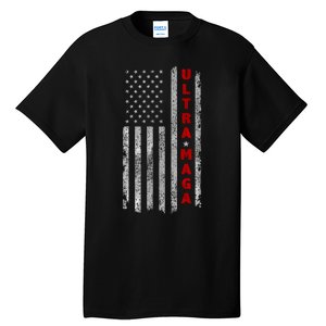 Ultra Maga US Flag American Patriotic Trump Supporter Tall T-Shirt