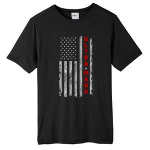 Ultra Maga US Flag American Patriotic Trump Supporter Tall Fusion ChromaSoft Performance T-Shirt