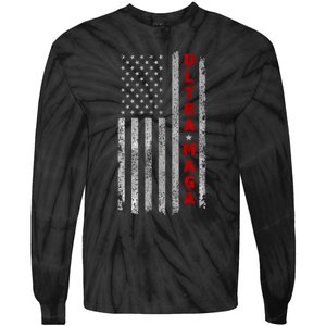 Ultra Maga US Flag American Patriotic Trump Supporter Tie-Dye Long Sleeve Shirt