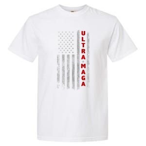 Ultra Maga US Flag American Patriotic Trump Supporter Garment-Dyed Heavyweight T-Shirt