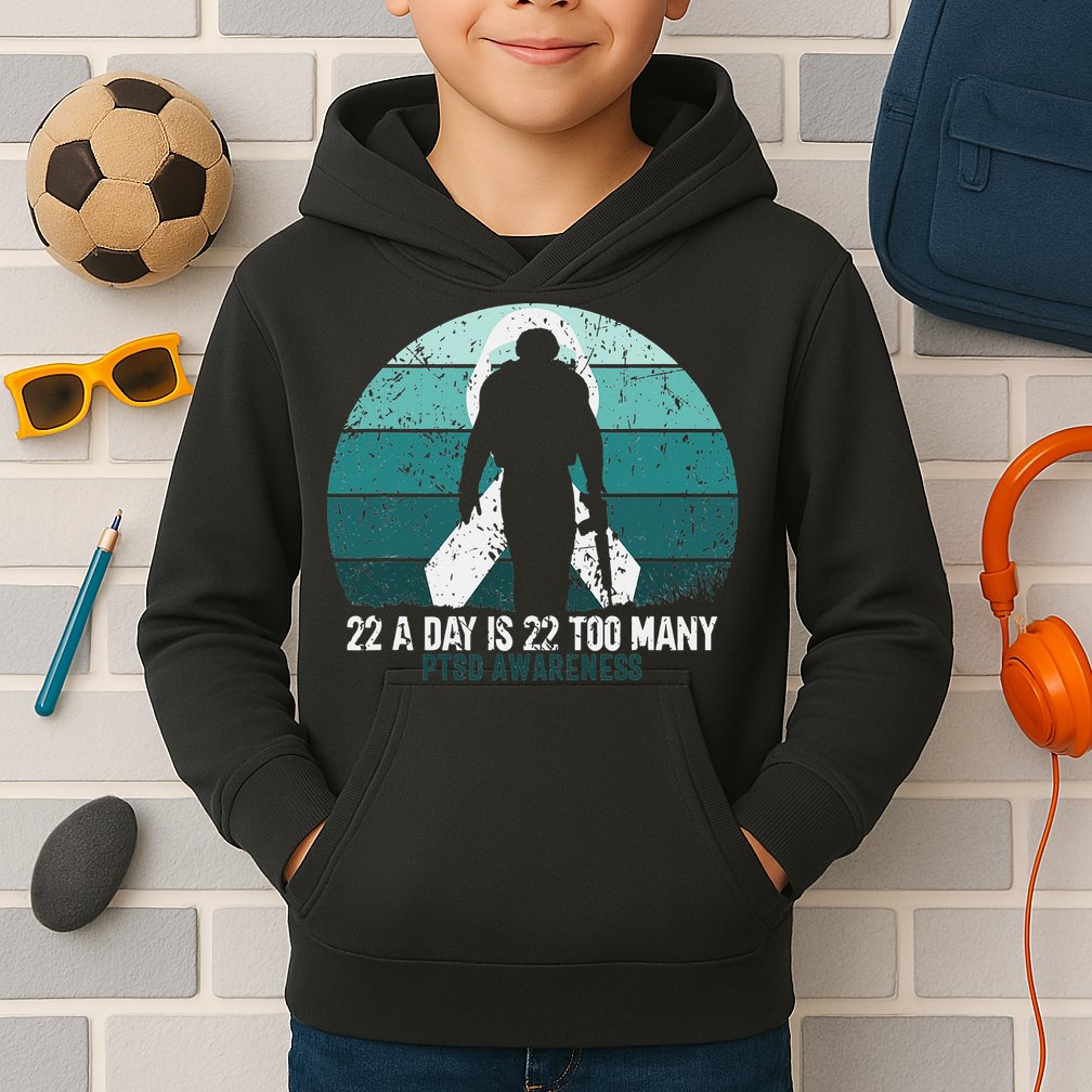 US Military Veterans Suicide Awareness PTSD Awareness Kids Hoodie