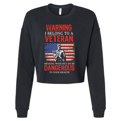 US Military Veteran Wife Blessed To Marry My Hero Gift Cropped Pullover Crew