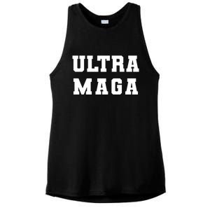 Ultra MAGA Varsity College Font Logo Ladies PosiCharge Tri-Blend Wicking Tank