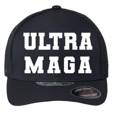 Ultra MAGA Varsity College Font Logo Flexfit Unipanel Trucker Cap