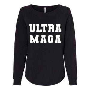 Ultra MAGA Varsity College Font Logo Womens California Wash Sweatshirt