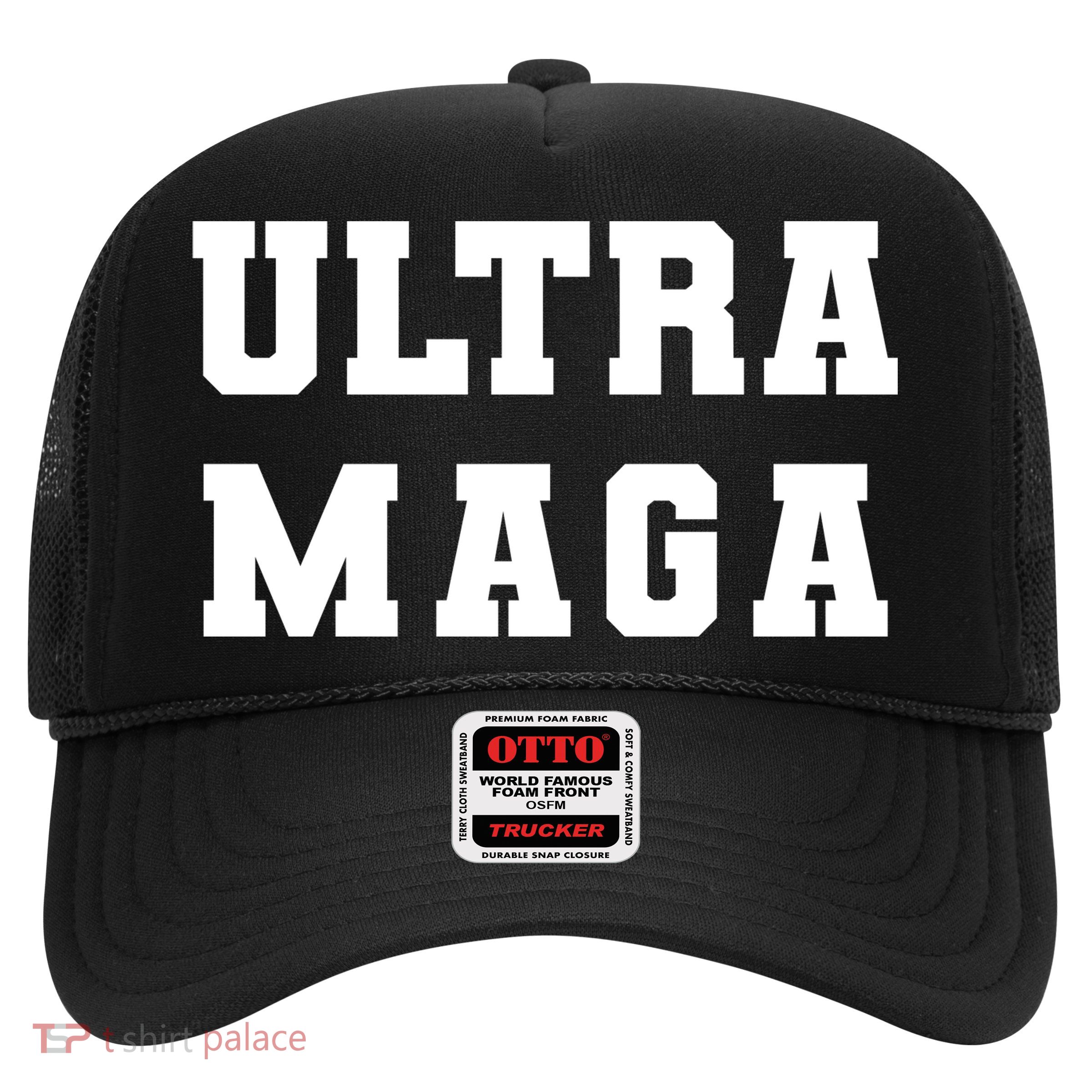 Ultra MAGA Varsity College Font Logo Trucker Hat