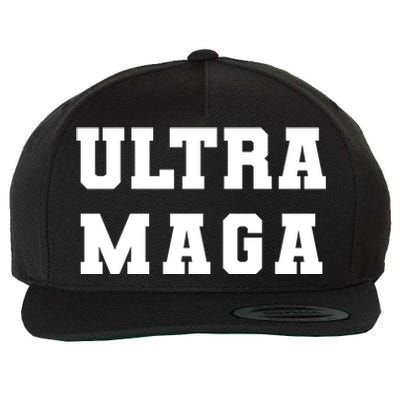 Ultra MAGA Varsity College Font Logo Wool Snapback Cap