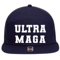 Ultra MAGA Varsity College Font Logo 7 Panel Mesh Trucker Snapback Hat