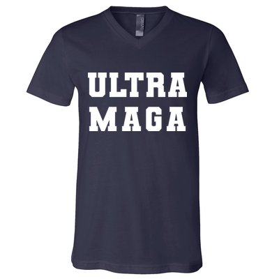 Ultra MAGA Varsity College Font Logo V-Neck T-Shirt
