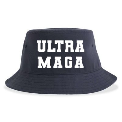 Ultra MAGA Varsity College Font Logo Sustainable Bucket Hat