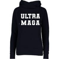 Ultra MAGA Varsity College Font Logo Womens Funnel Neck Pullover Hood