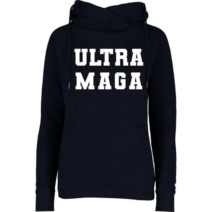 Ultra MAGA Varsity College Font Logo Womens Funnel Neck Pullover Hood