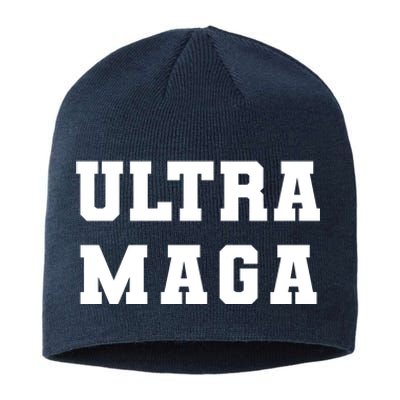 Ultra MAGA Varsity College Font Logo Sustainable Beanie