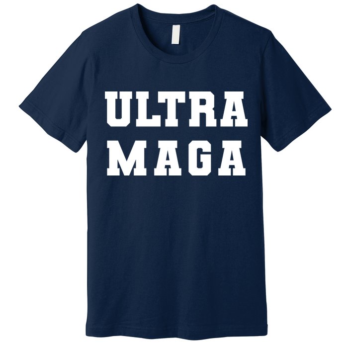Ultra MAGA Varsity College Font Logo Premium T-Shirt