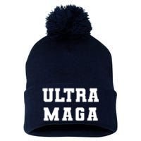 Ultra MAGA Varsity College Font Logo Pom Pom 12in Knit Beanie