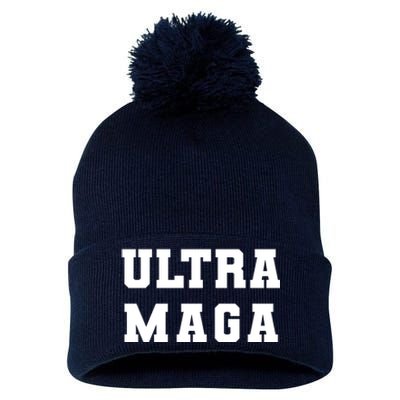 Ultra MAGA Varsity College Font Logo Pom Pom 12in Knit Beanie