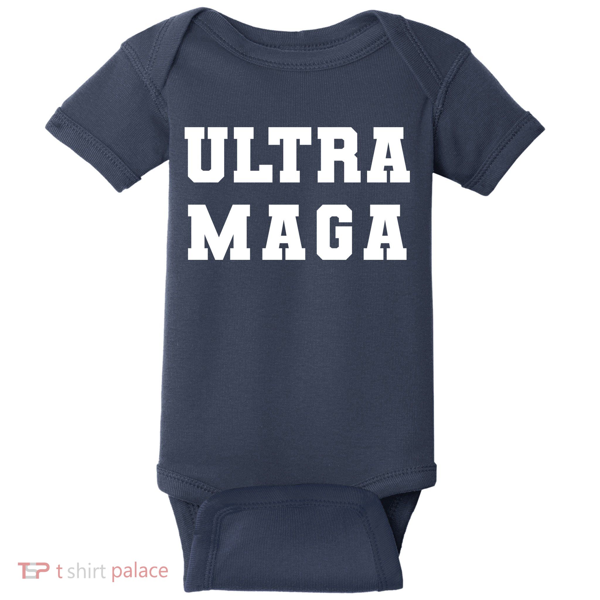 Ultra MAGA Varsity College Font Logo Baby Bodysuit