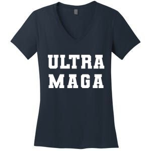 Ultra MAGA Varsity College Font Logo Women's V-Neck T-Shirt